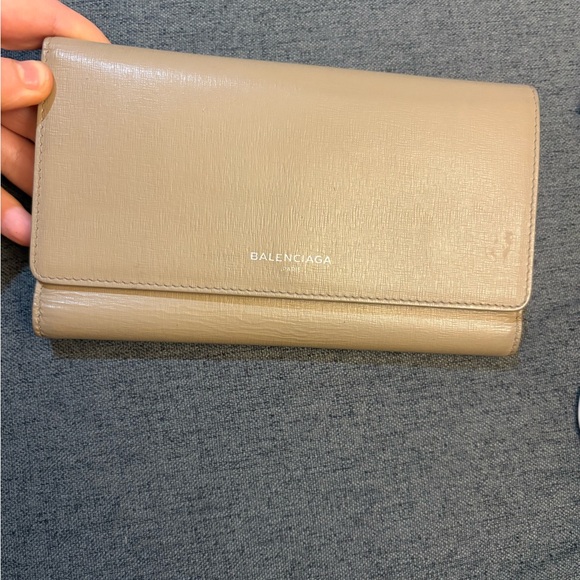 Balenciaga Beige Leather wallet + coin wallet
